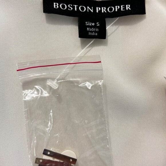 Boston Proper White & Silver Sequin 2 Pc Button-Front Blouse Small NWT - Picture 6 of 8